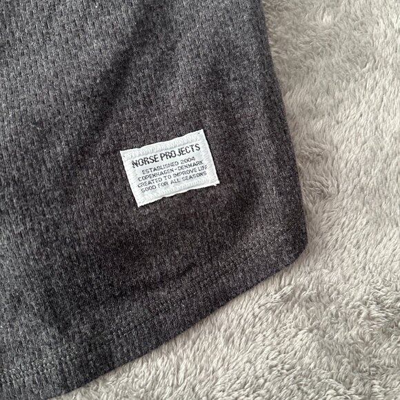 NWT Norse Projects Gray Button Down Shirt Men's XL Lasse Mesh Melange - Picture 2 of 6